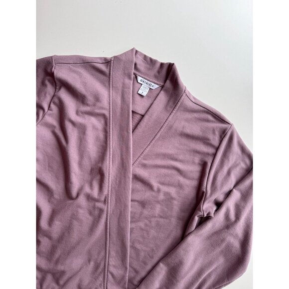 ATHLETA Retroterry Damask Mauve Cotton Terry Wrap Cardigan Sweatshirt, Size S - Picture 4 of 13